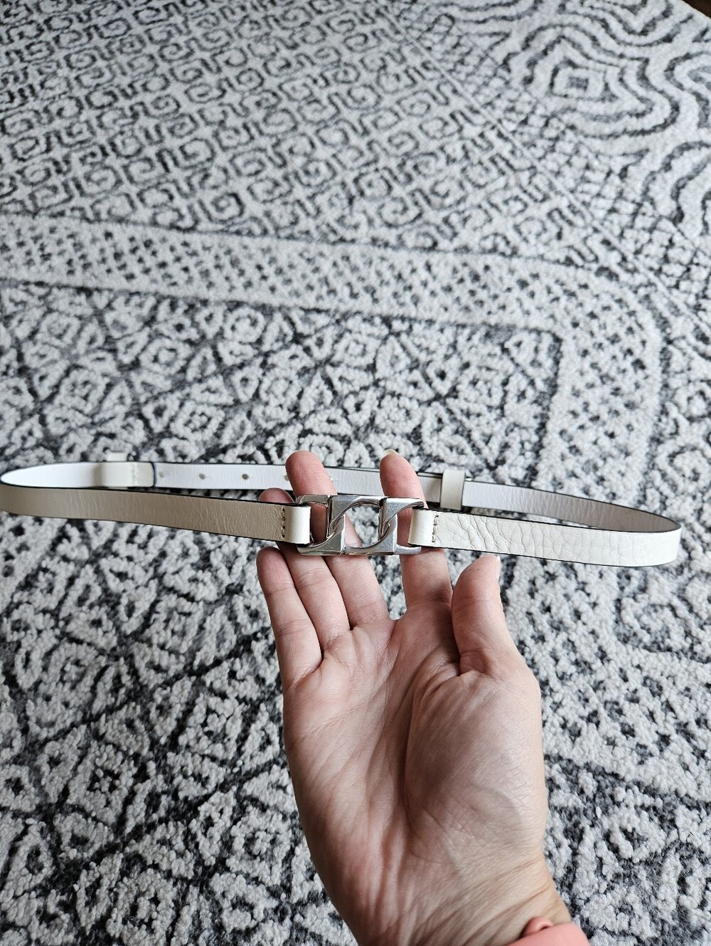 Rag & Bone White Leather Hip Belt With Silver Hardware